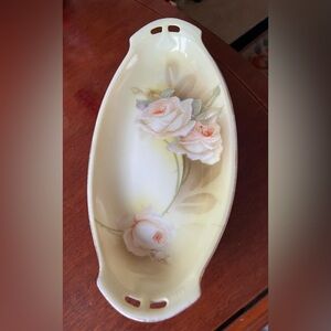 Beautiful Antique Roses porcelain trinket dresser jewelry dish Tray RS Germany